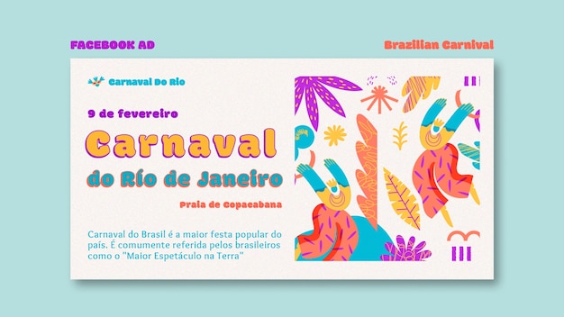 PSD gratuit modèle de facebook pour la célébration du carnaval brésilien