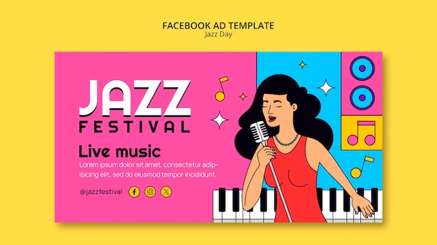 PSD gratuit le modèle de facebook pour la célébration du jour du jazz.