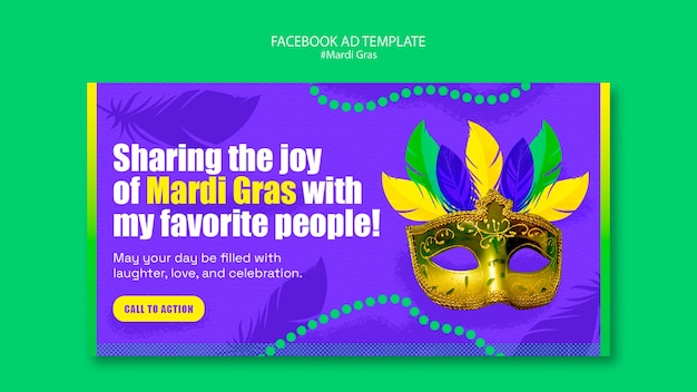 PSD gratuit le modèle de facebook pour la célébration du mardi gras