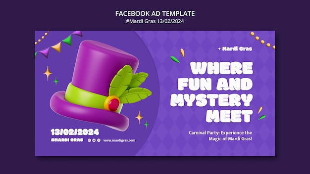 Le Modèle De Facebook Pour La Célébration Du Mardi Gras