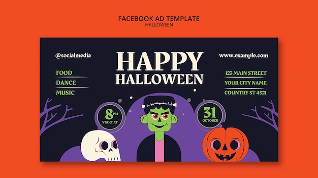 PSD gratuit le modèle de facebook pour la célébration d'halloween