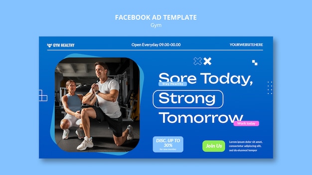 PSD gratuit modèle de facebook pour l'entraînement en salle de sport