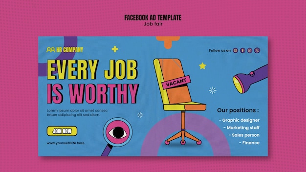 PSD gratuit modèle de facebook pour une foire de l'emploi