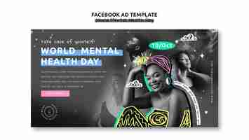 PSD gratuit modèle de facebook pour la journée mondiale de la santé mentale