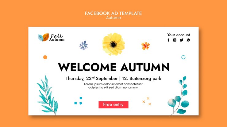 PSD gratuit modèle de facebook pour la saison d'automne