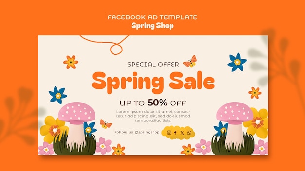 PSD gratuit modèle facebook pour la saison du printemps