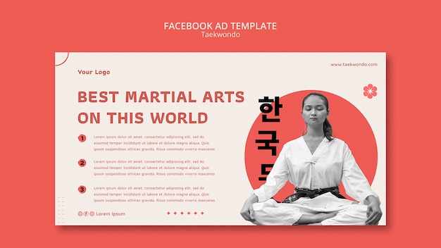 PSD gratuit modèle facebook de pratique de taekwondo