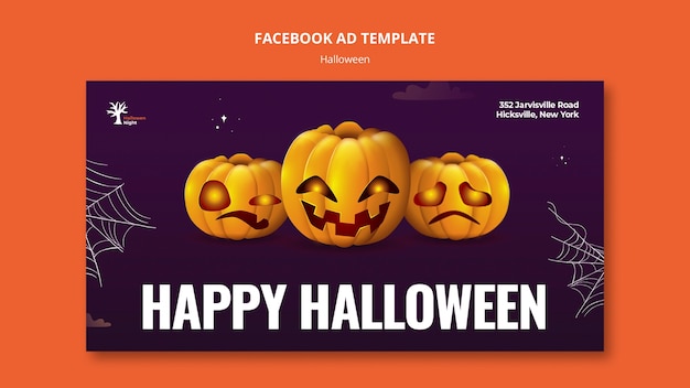 PSD gratuit modèle facebook réaliste de célébration d'halloween