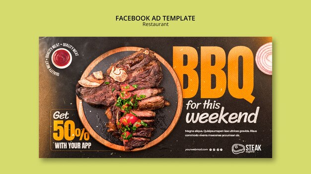 Modèle facebook de restaurant de cuisine délicieuse