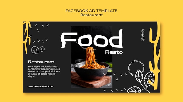 PSD gratuit modèle facebook de restaurant de cuisine délicieuse