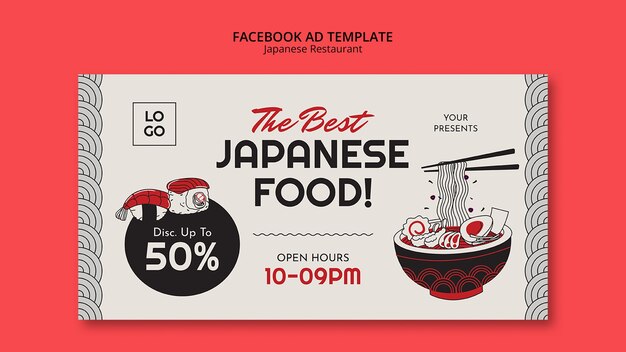 PSD gratuit modèle facebook de restaurant japonais