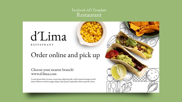 modèle facebook de restaurant de nourriture délicieuse