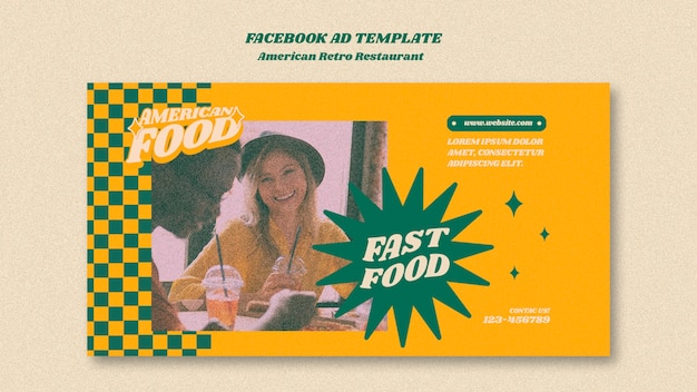 PSD gratuit modèle facebook de restaurant rétro américain