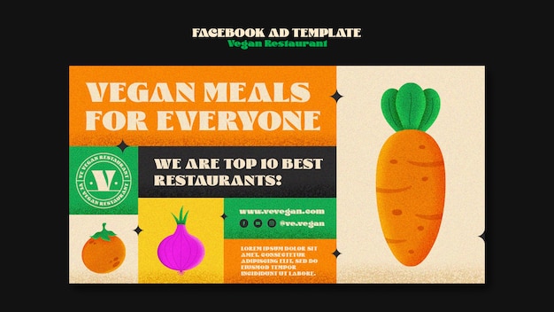 PSD gratuit modèle facebook de restaurant végétalien