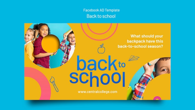 Modèle facebook de retour à l'école géométrique