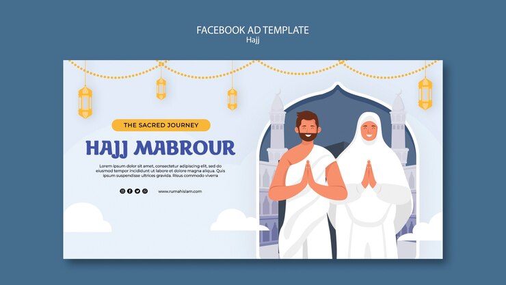 PSD gratuit modèle facebook de la saison du hajj design plat