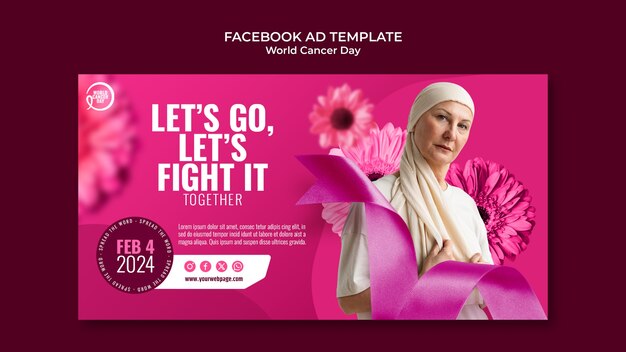 PSD gratuit modèle facebook de sensibilisation à la journée mondiale du cancer