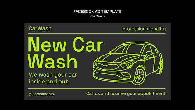 PSD gratuit modèle facebook de service de lavage de voiture