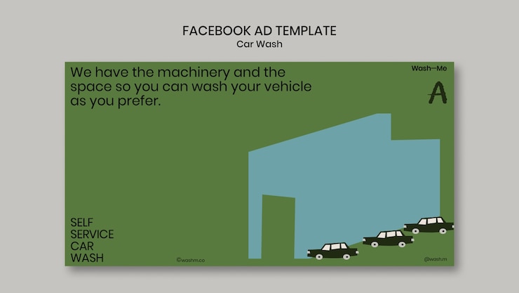 PSD gratuit modèle facebook de service de lavage de voiture