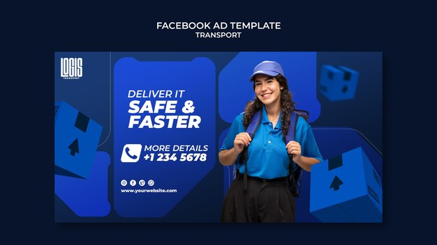 PSD gratuit modèle facebook de service de transport