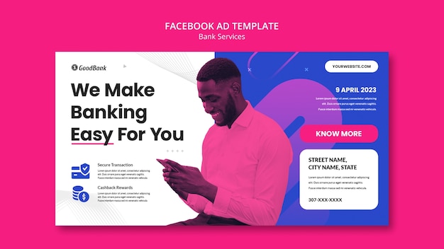 PSD gratuit modèle facebook de services bancaires dégradés