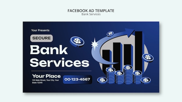 PSD gratuit modèle facebook de services bancaires