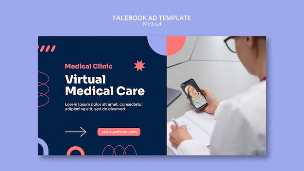 PSD gratuit modèle facebook de soins médicaux design plat