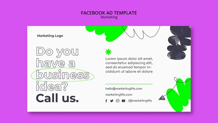 PSD gratuit modèle facebook de stratégie marketing dessiné à la main