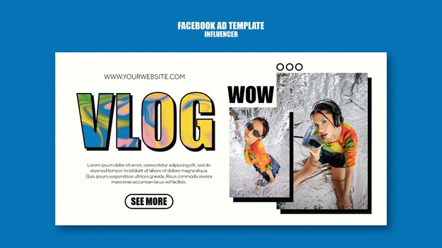 Modèle facebook de style de vie influenceur design plat