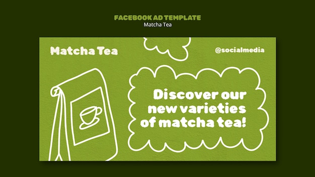 PSD gratuit modèle facebook de thé matcha