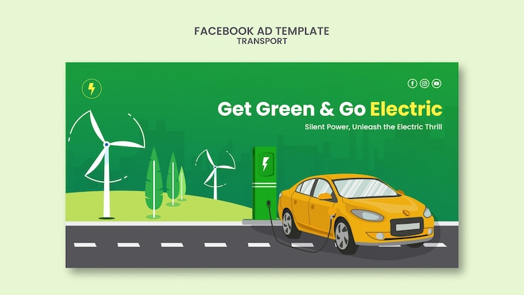 PSD gratuit modèle facebook de transport dessiné à la main