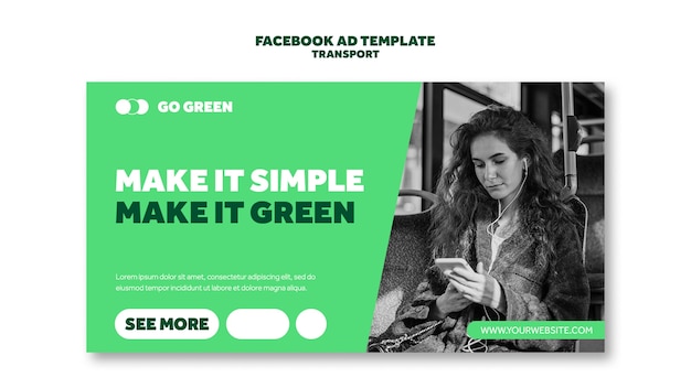 PSD gratuit modèle facebook de transport écologique