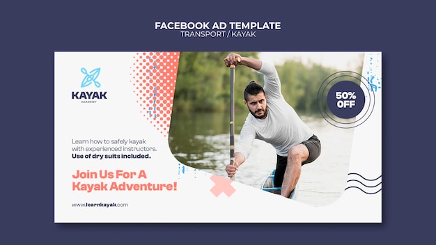 PSD gratuit modèle facebook de transport de kayak