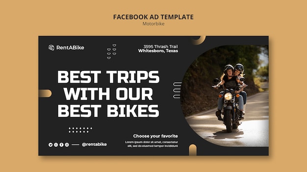 PSD gratuit modèle facebook de voyages à moto