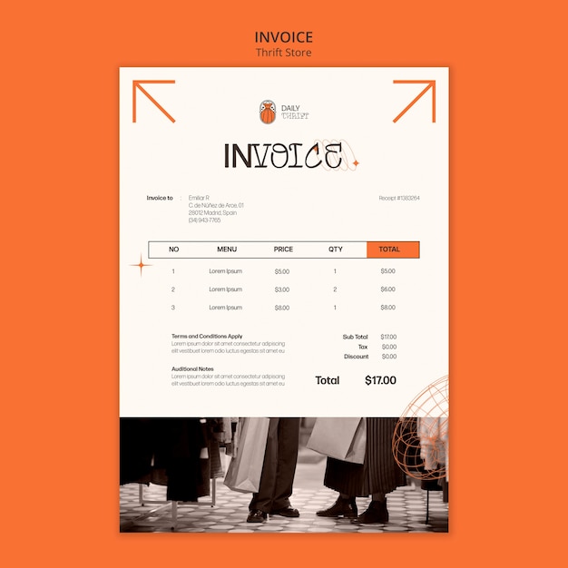 PSD gratuit modèle de facture de concept de magasin d'aubaines