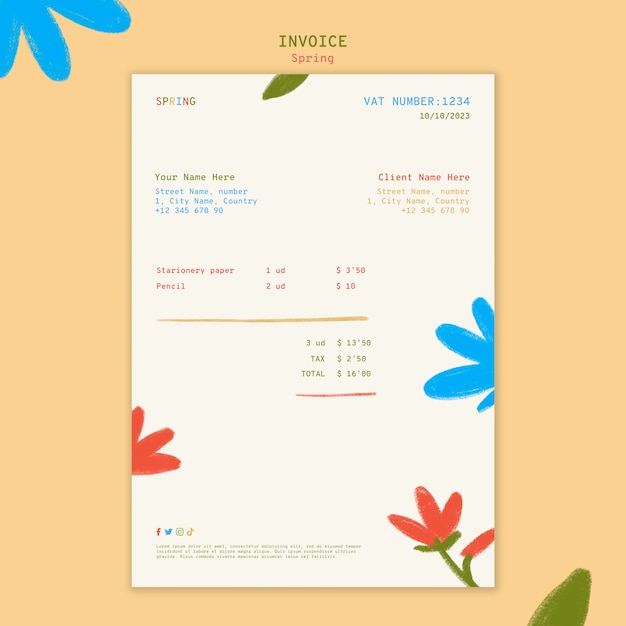 PSD gratuit modèle de facture de concept de printemps
