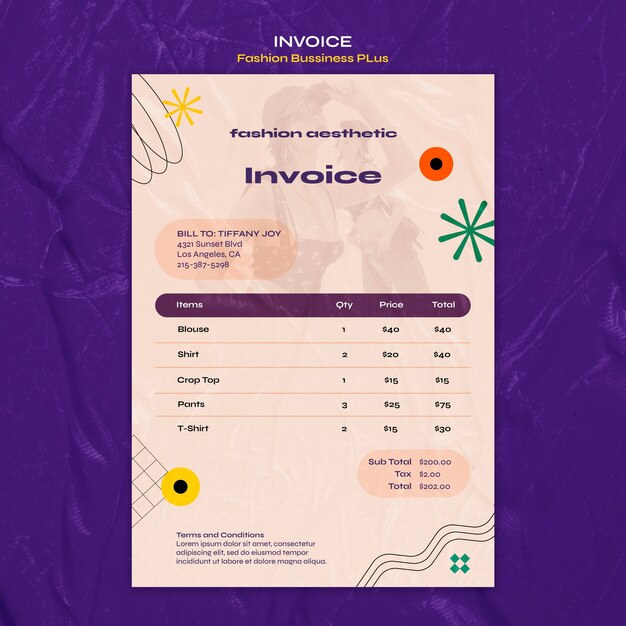 PSD gratuit modèle de facture esthétique de mode