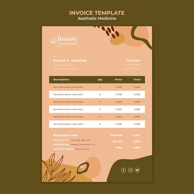 Modèle De Facture De Médecine Esthétique