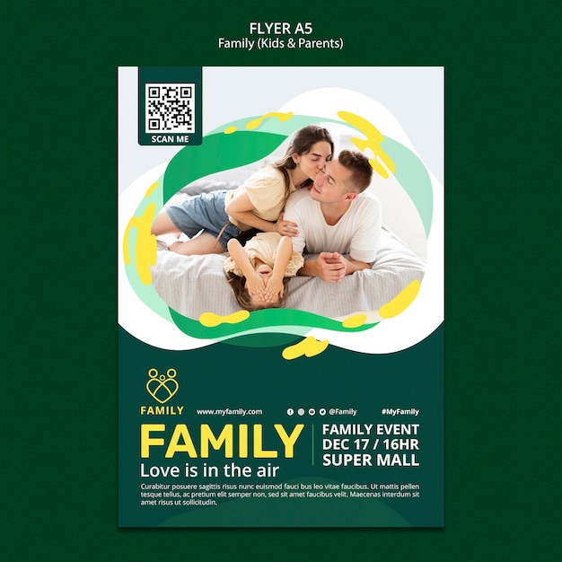 PSD gratuit modèle de famille design plat