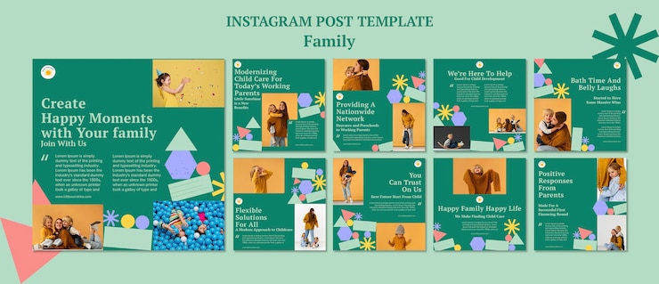 PSD gratuit modèle de famille design plat