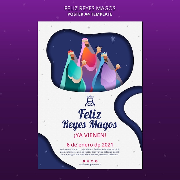 PSD gratuit modèle feliz reyes magos poster