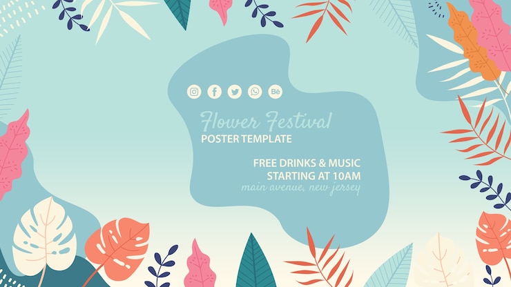 PSD gratuit modèle de festival de fleurs dessiné à la main