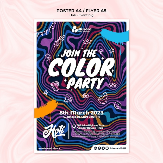 Modèle festival Holi Affiche