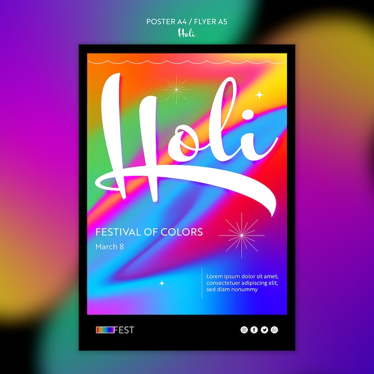 PSD gratuit modèle de festival holi dégradé