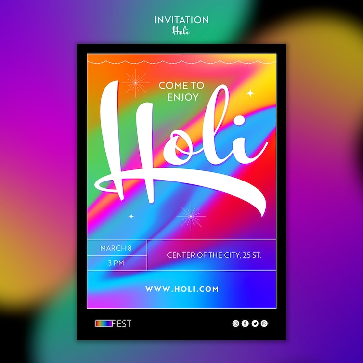 PSD gratuit modèle de festival holi dégradé