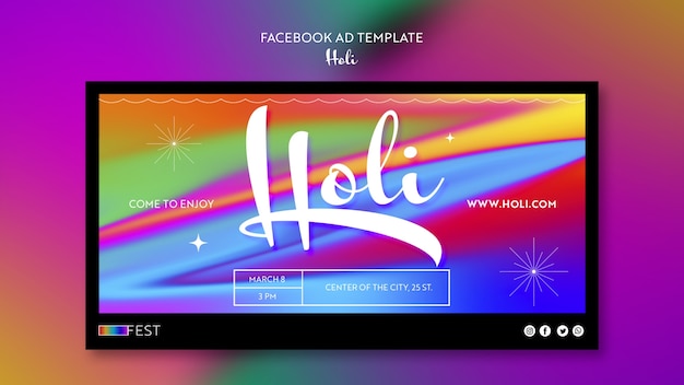 PSD gratuit modèle de festival holi dégradé