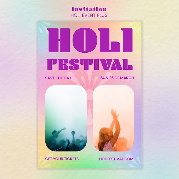 PSD gratuit modèle de festival holi dégradé