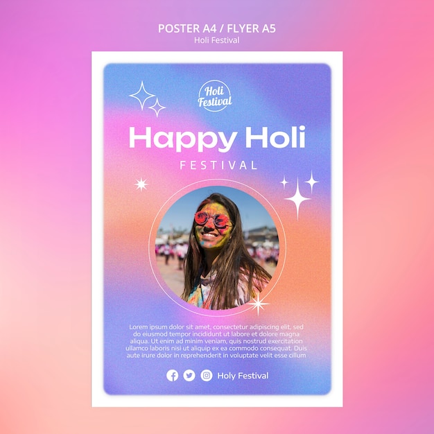 PSD gratuit modèle de festival holi dégradé