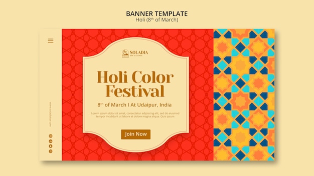 PSD gratuit modèle de festival holi design plat