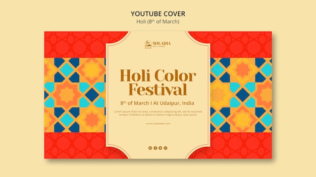 PSD gratuit modèle de festival holi design plat